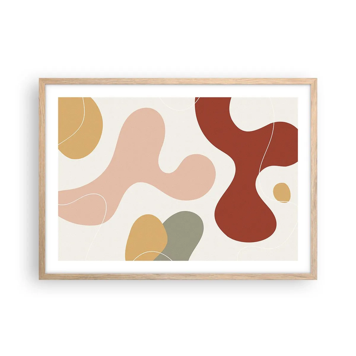 Poster in einem Rahmen aus heller Eiche - Kringel oder Schnörkel? - 70x50 cm