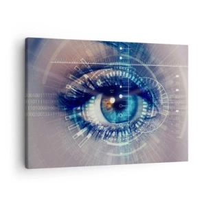 Bild auf Leinwand - Leinwandbild - Ein technologisches Auge mit einer futuristischen Schnittstelle - 70x50cm - Du denkst du kennst mich - Moderne Wanddekoration für Wohnzimmer und Schlafzimmer ARTTOR