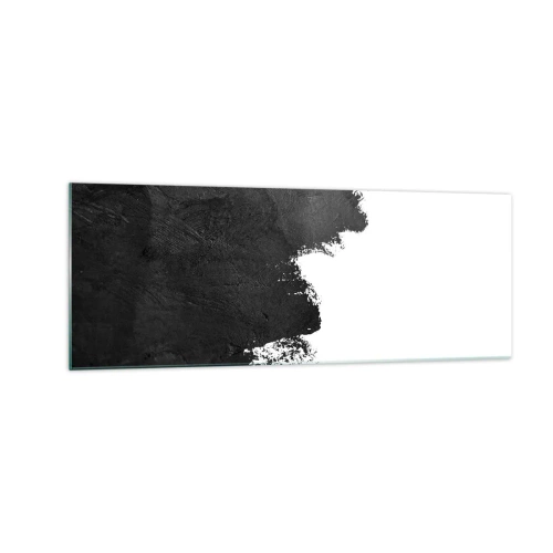 Glasbild - Bild auf glas - Schwarz-Weiß-Abstraktion mit kontrastierenden Pinselstrichen - 140x50cm - Elemente: Erde - Moderne Wanddekoration für Wohnzimmer und Schlafzimmer ARTTOR