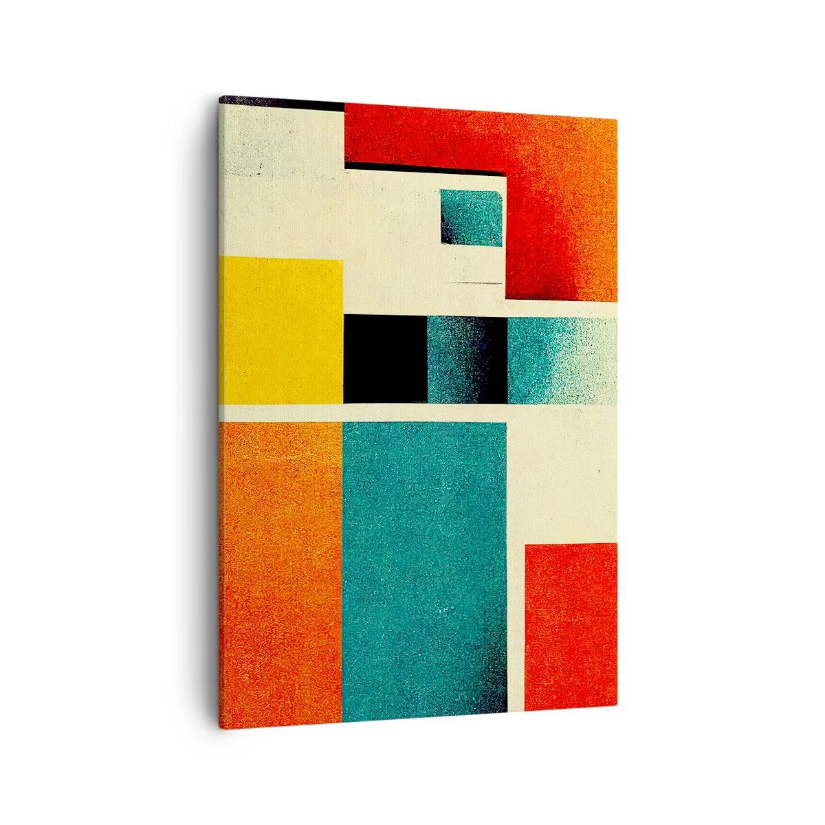 Bild auf Leinwand - Leinwandbild - Geometrische Abstraktion mit farbigen Rechtecken und Quadraten - 50x70cm - Geometrische Abstraktion – gute Energie - Moderne Wanddekoration für Wohnzimmer und Schlafzimmer ARTTOR
