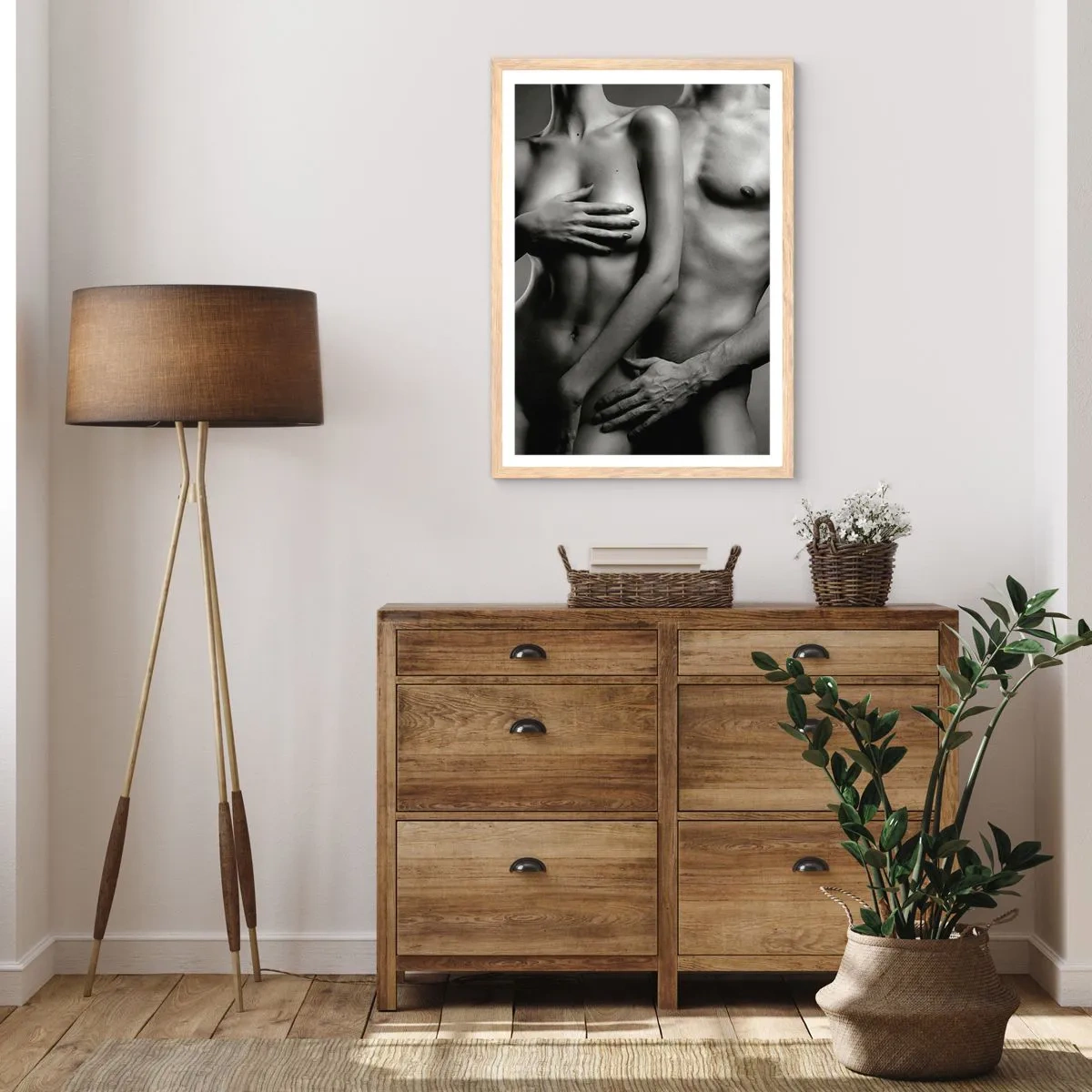 Poster in einem Rahmen aus heller Eiche - Adam und Ewa - 61x91 cm