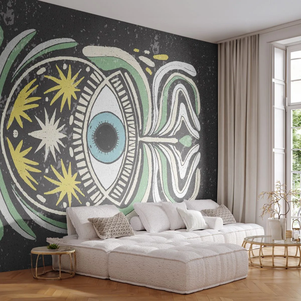 Fototapete Premium Sand - Stammesrituale - Boho, Auge, Pastell - 450x315 cm