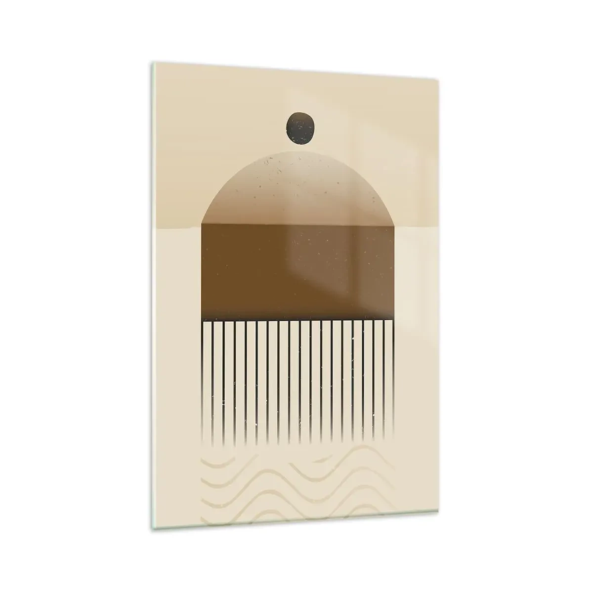 Glasbild - Bild auf glas - Abstrakte geometrische Komposition in Beige- und Brauntönen - 80x120cm - Verschiedene Staaten - Moderne Wanddekoration für Wohnzimmer und Schlafzimmer ARTTOR