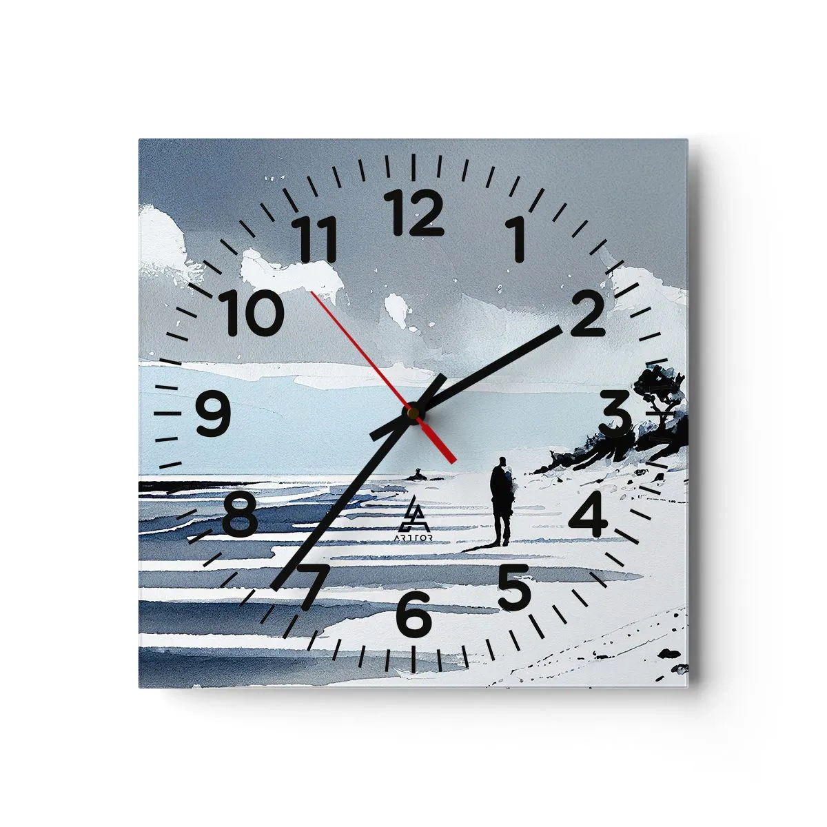 Wanduhr - Glasuhr - Allein sein - 40x40 cm