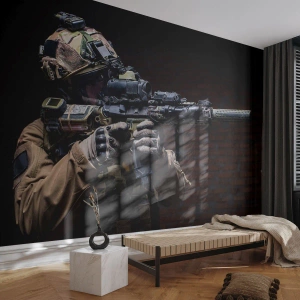 Selbstklebende Fototapete Deluxe Sticker - Tödlich wirksam - Militär, Gewehr, Waffe - 450x315 cm