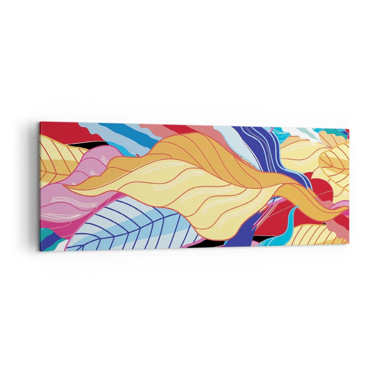 Bild auf Leinwand - Leinwandbild - Kräftig gefärbte Blätter schaffen eine dynamische Komposition - 140x50cm - Buntes Durcheinander - Moderne Wanddekoration für Wohnzimmer und Schlafzimmer ARTTOR