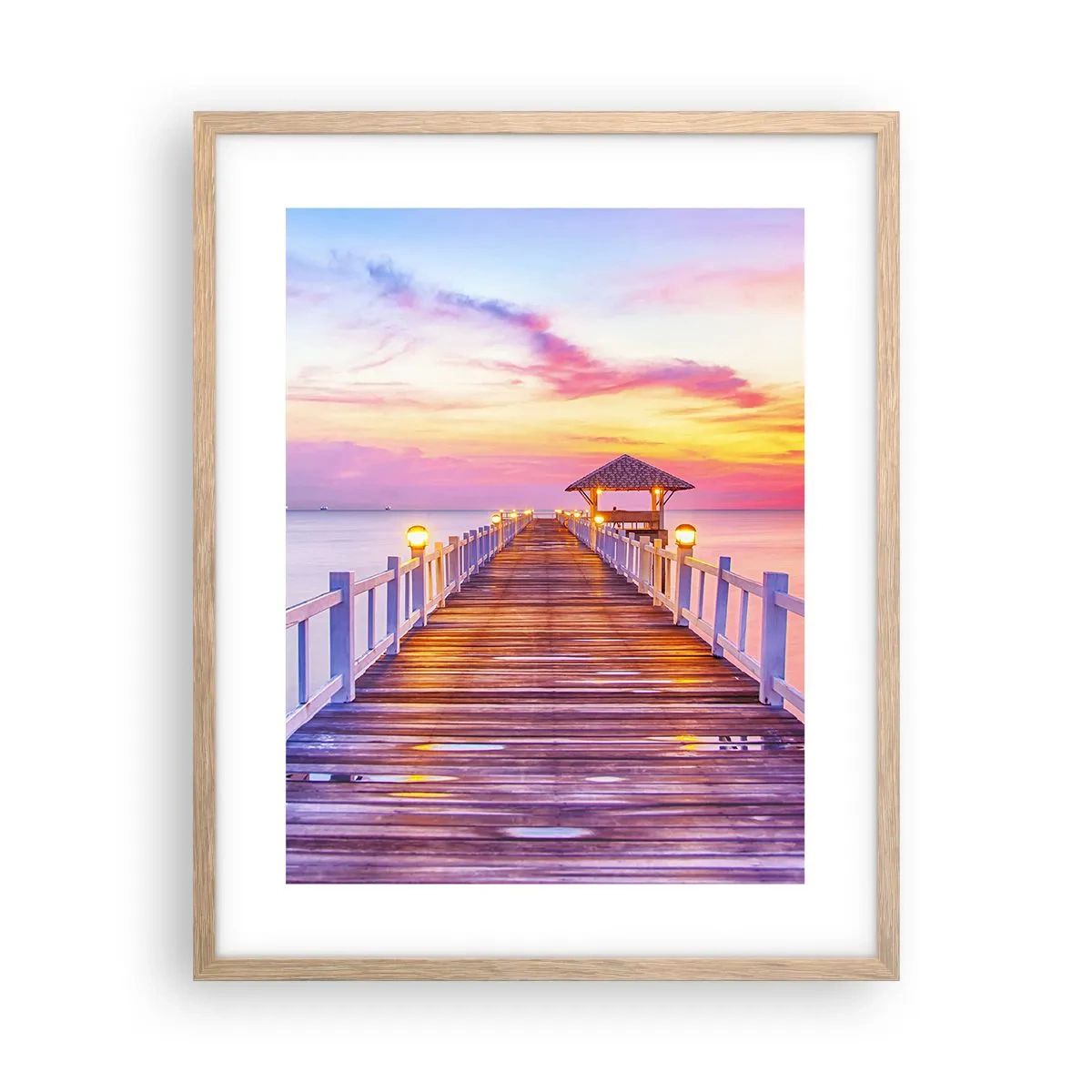Poster in einem Rahmen aus heller Eiche - Die lila-goldene Stille des Abends - 40x50 cm