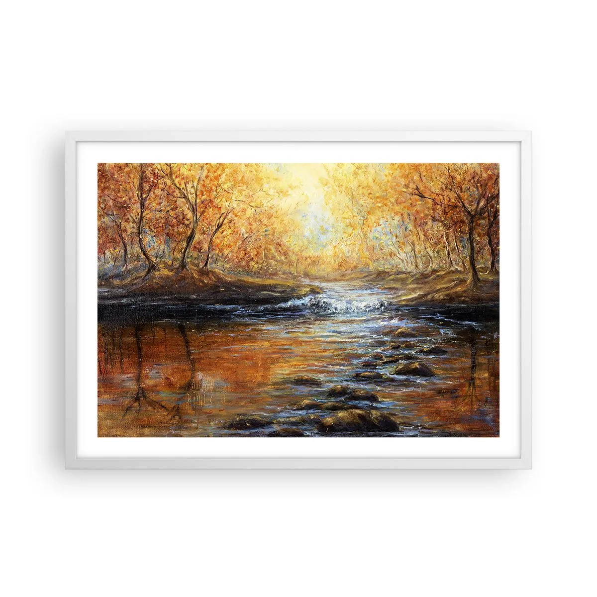 Poster in einem weißen Rahmen - Der goldene Strom - 70x50 cm