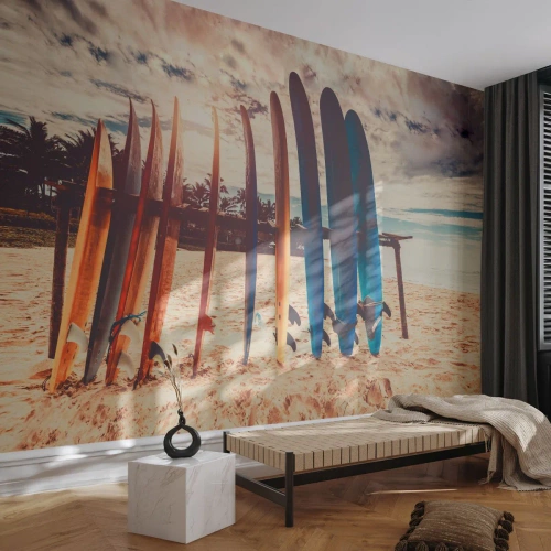 Selbstklebende Fototapete Deluxe Sticker - Gute Nacht bis morgen - Surfen, Landschaft, Surfbrett - 250x175 cm