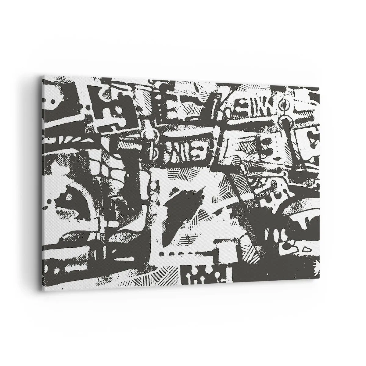 Bild auf Leinwand - Leinwandbild - Abstraktes monochromes Retro-Muster - 100x70cm - Ordnung oder Chaos? - Moderne Wanddekoration für Wohnzimmer und Schlafzimmer ARTTOR