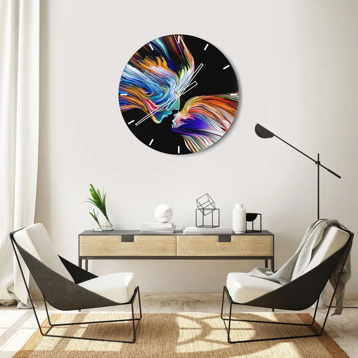 Wanduhr - Glasuhr - Eine Verschmelzung von Energie und Licht - 30x30 cm