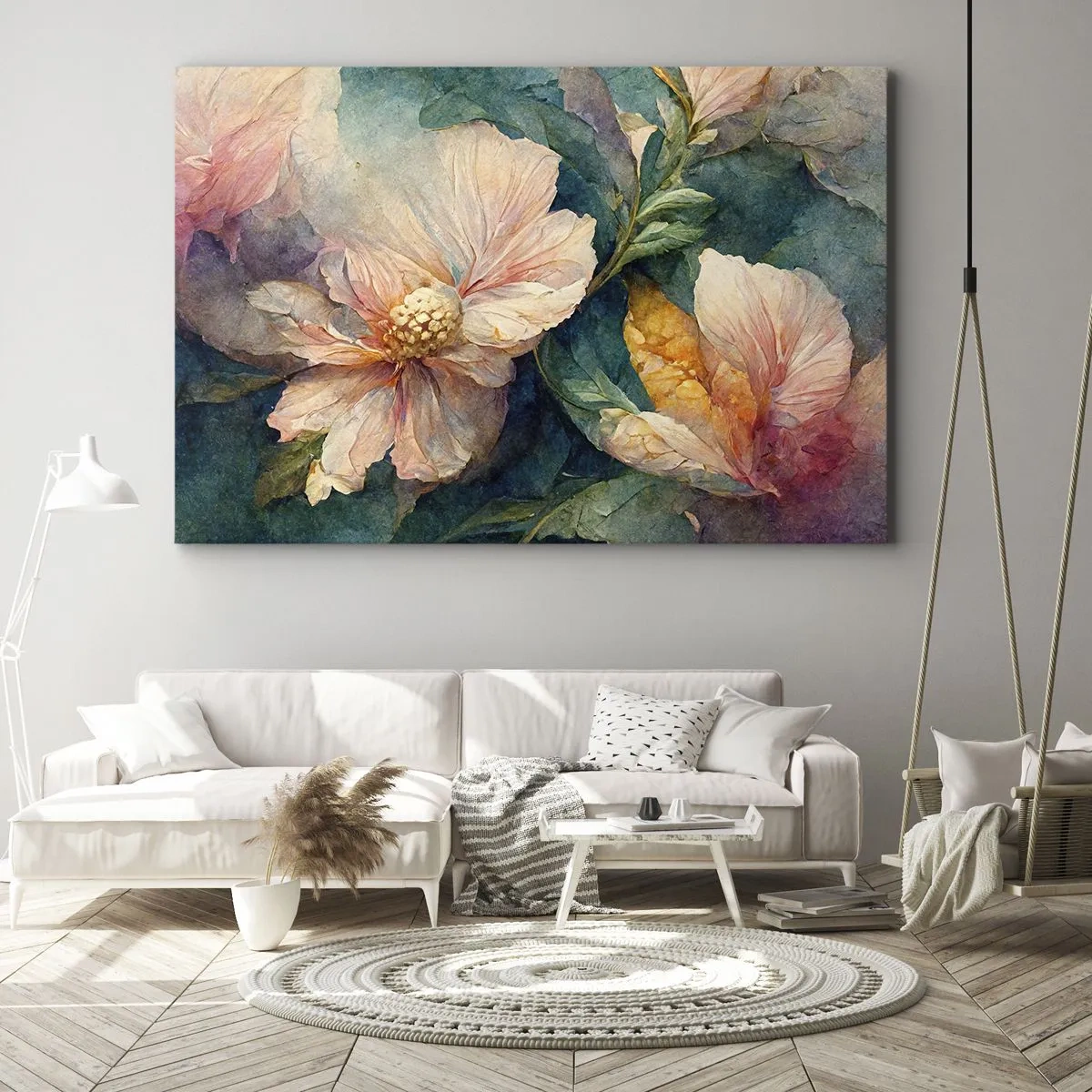 Bild auf Leinwand - Leinwandbild - Zarte Blüten in Pastellfarben - 70x50cm - Pure Subtilität - Moderne Wanddekoration für Wohnzimmer und Schlafzimmer ARTTOR