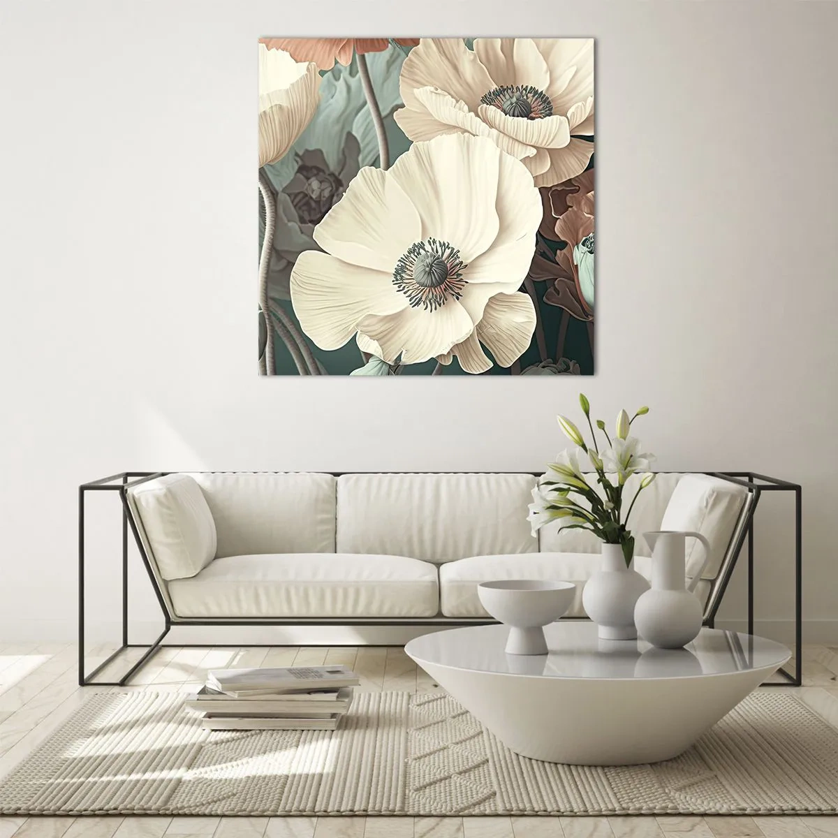 Glasbild - Bild auf glas - Flüstern von Mohnblumen - 60x60 cm