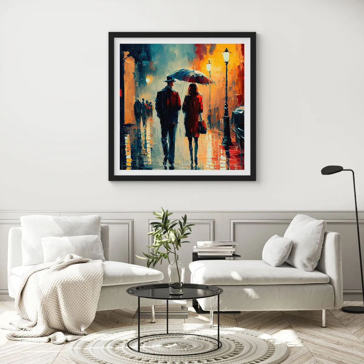 Poster in einem schwarzem Rahmen - Urbane Liebesgeschichte - 40x40 cm