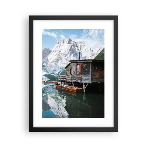 Poster in einem schwarzem Rahmen - Kristallklarer Bergmorgen - 30x40 cm