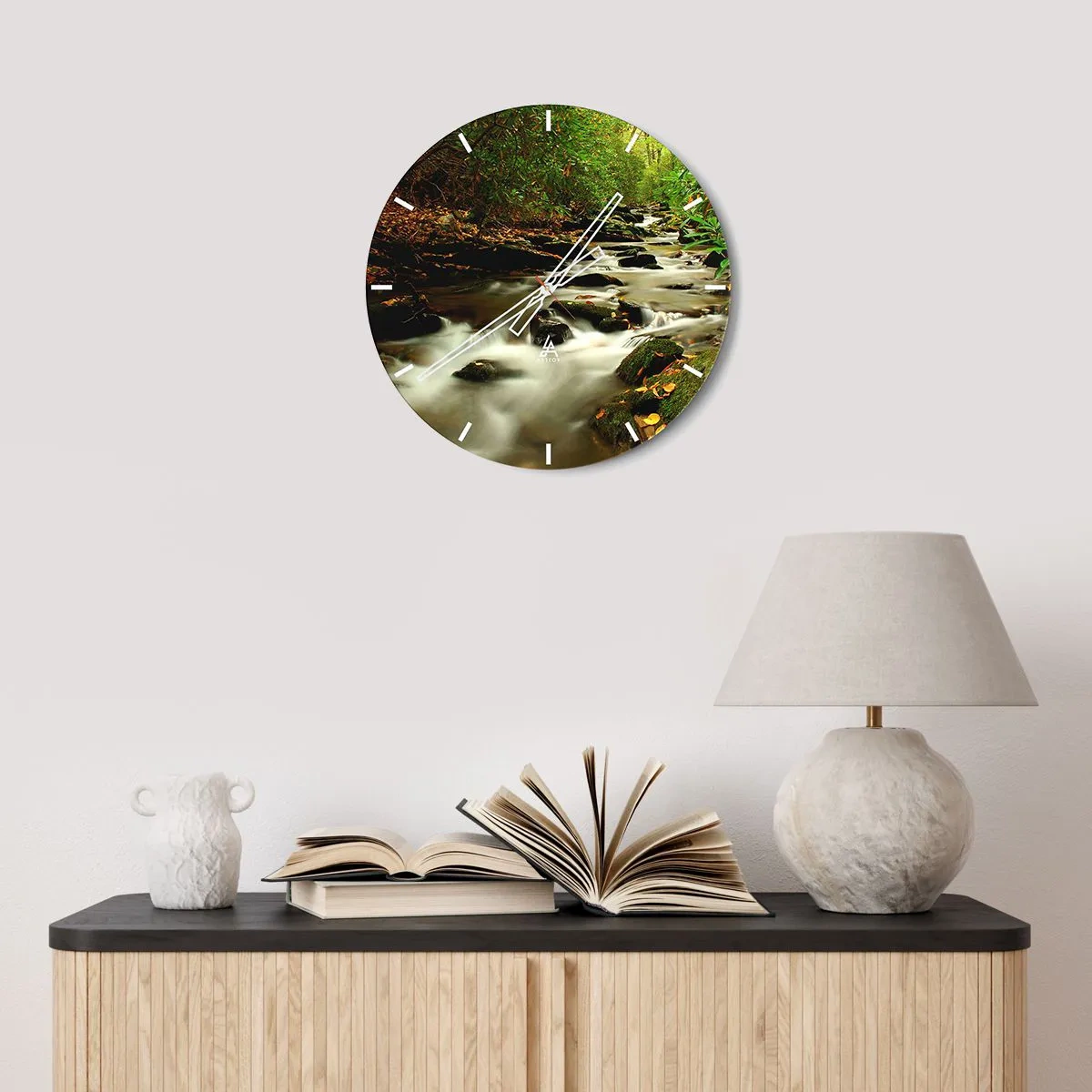 Wanduhr - Glasuhr - Wie flüssiges Silber - 30x30 cm