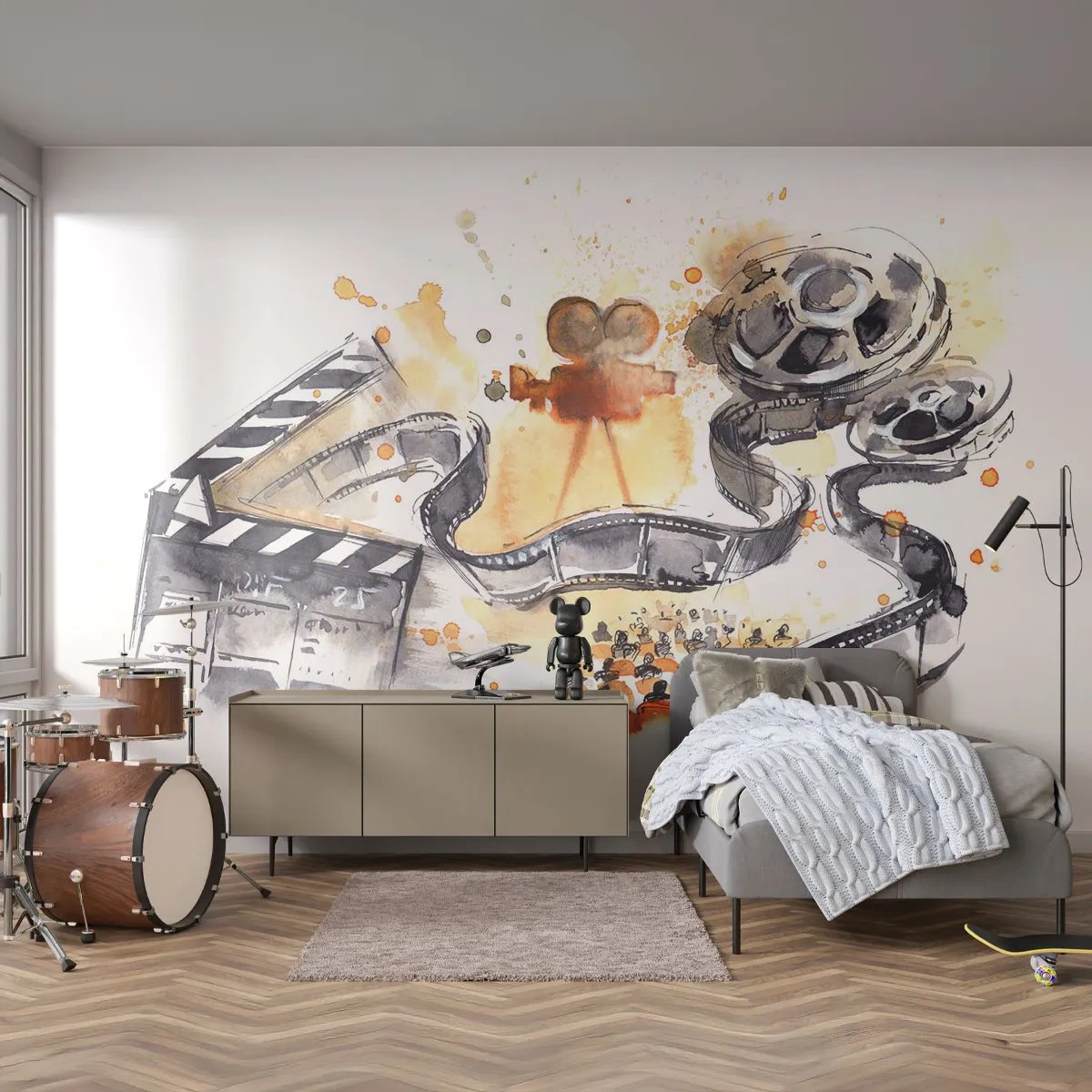 Maßgeschneiderte selbstklebende Fototapete Deluxe Sticker - Im Land der Träume - Filmprojektor, Filmrolle, Kinematographie