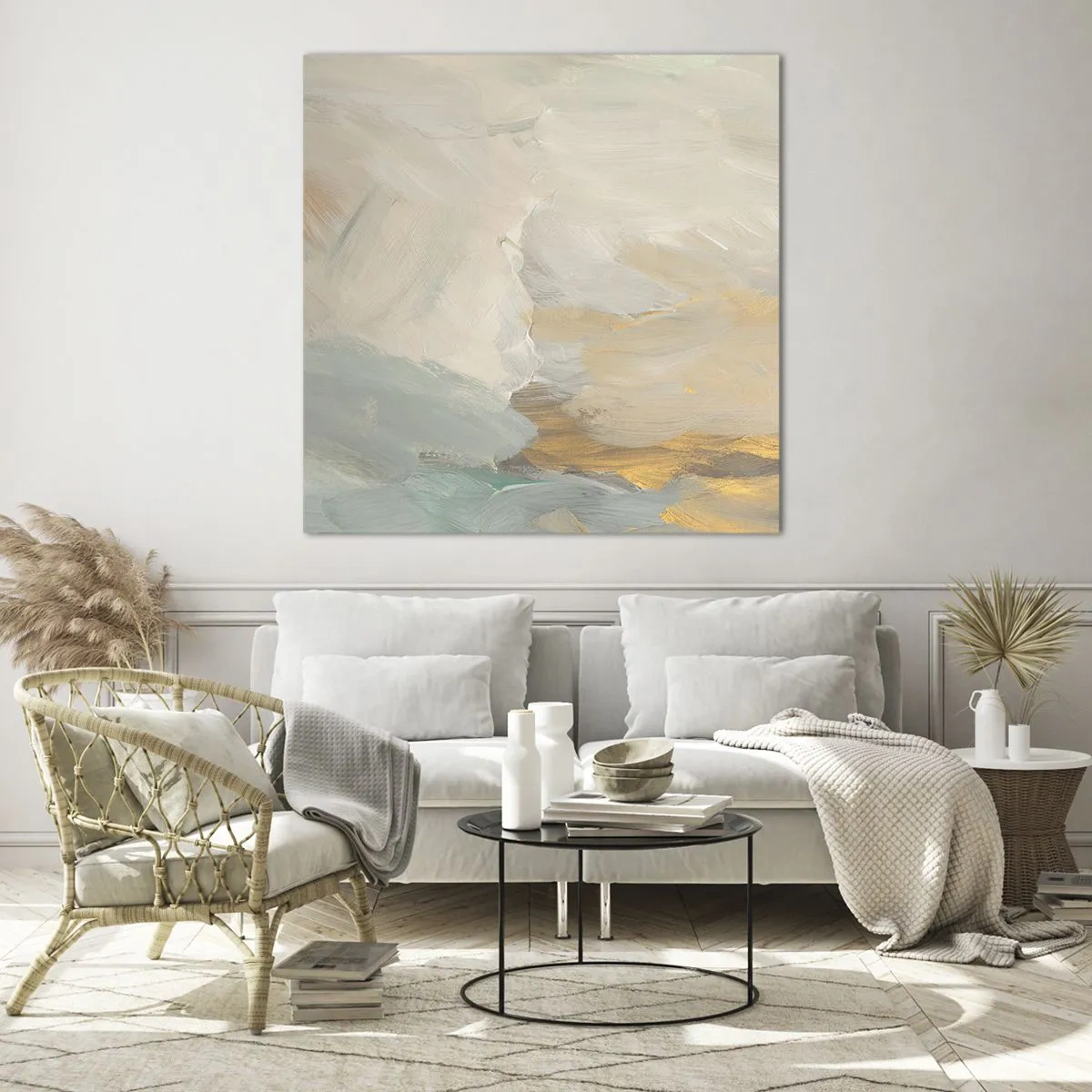 Glasbild - Bild auf glas - Abstraktion – das Land der Sanftheit - 60x60 cm