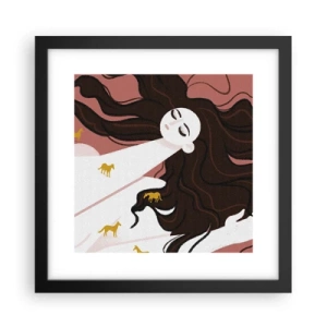 Poster in einem schwarzem Rahmen - Traum von einem goldenen Pferd - 30x30 cm