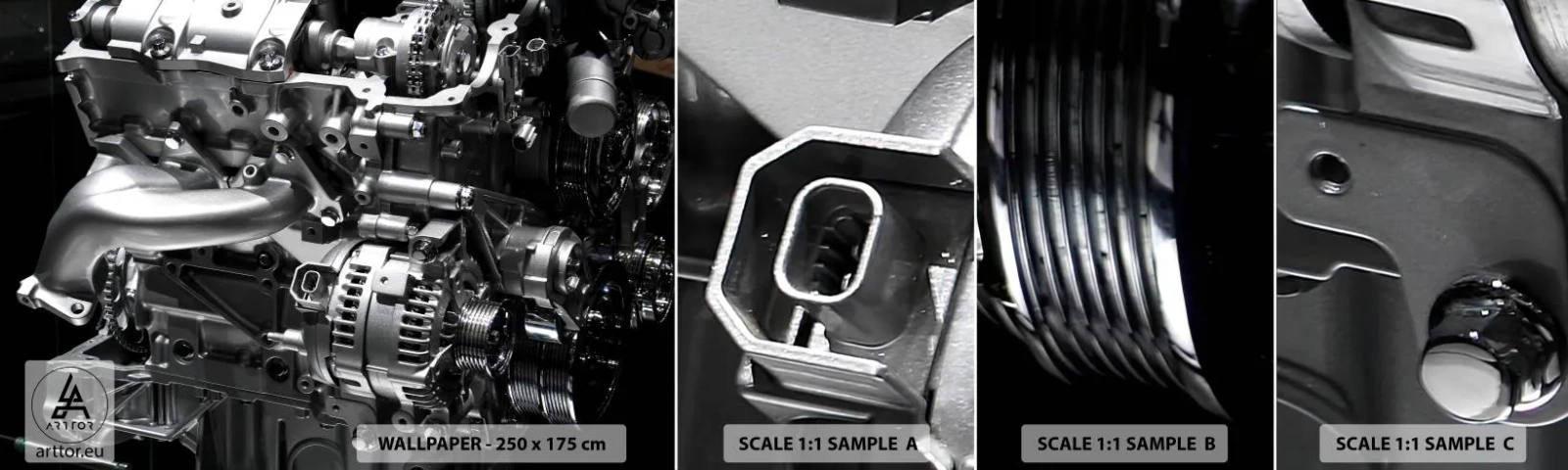 Fototapeten Muster Selbstklebend Deluxe Sticker - Stahl, schön, stark - Automobil, Auto Motor, 3D - 100x30 cm