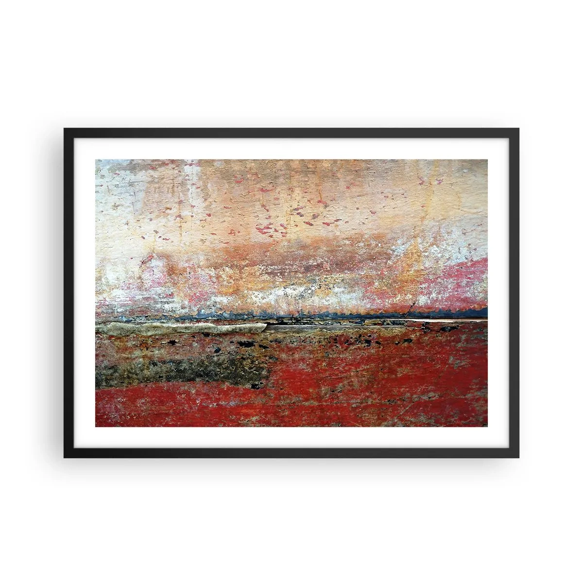 Poster in einem schwarzem Rahmen - Eine abstrakte Komposition, inspiriert vom Meer und der Natur. - 70x50cm - Vielleicht liegt es am Meer - Moderne Wanddekoration für Wohnzimmer und Schlafzimmer ARTTOR