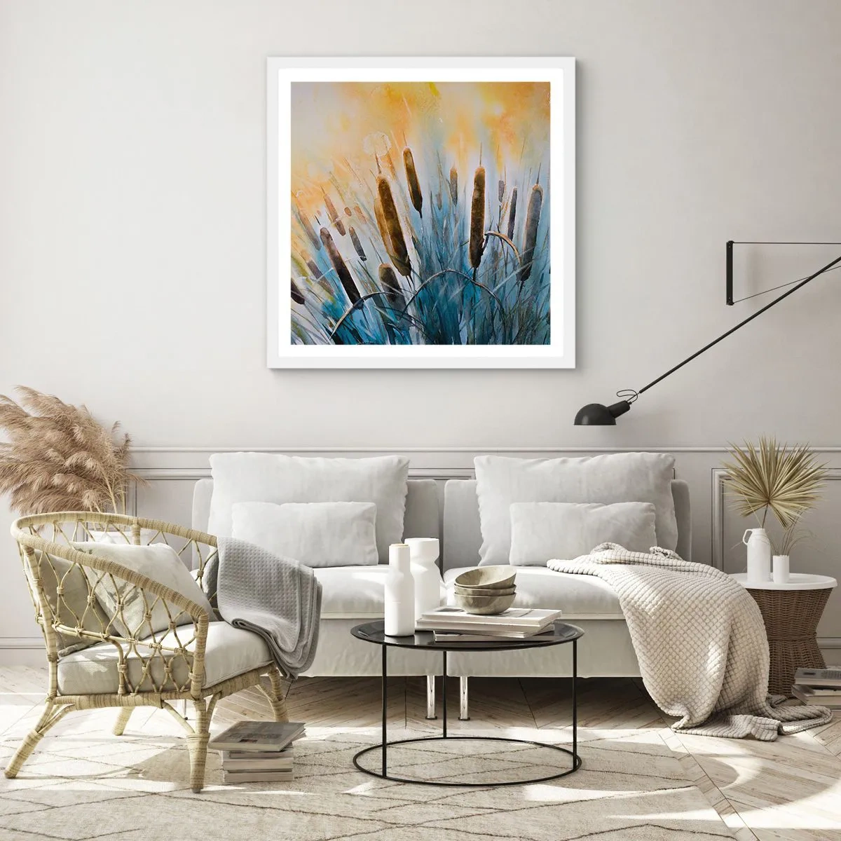 Poster in einem weißen Rahmen - Die Kälte des Wassers, die Hitze der Sonne - 60x60 cm