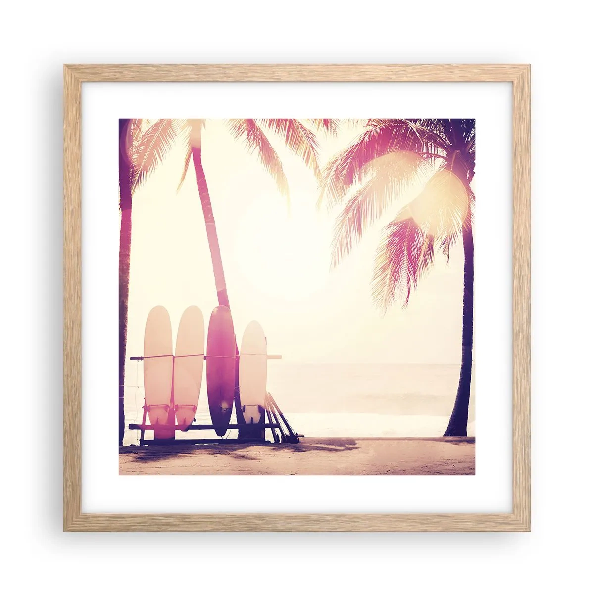 Poster in einem Rahmen aus heller Eiche - Es wird ein toller Tag - 40x40 cm