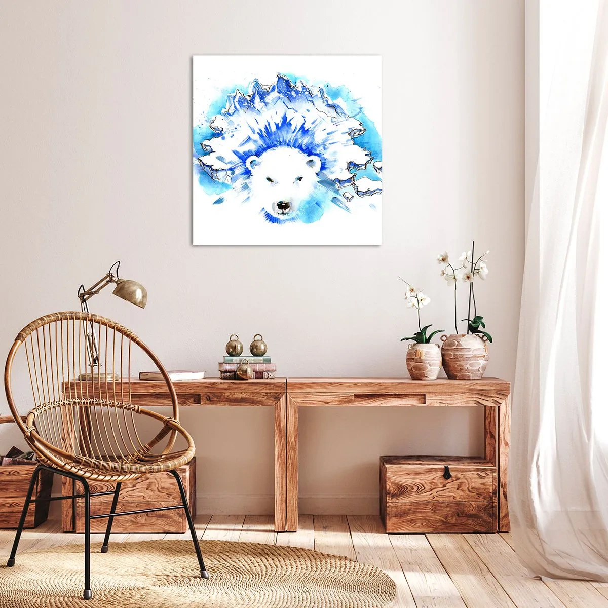 Bild auf Leinwand - Leinwandbild - Der König der Arktis in einer Eiskrone - 70x70 cm