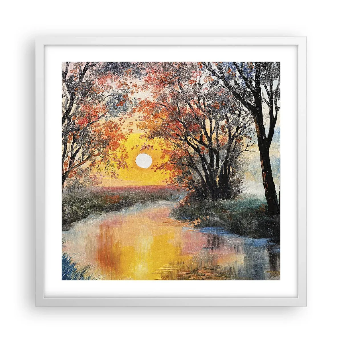 Poster in einem weißen Rahmen - Herbststimmung - 50x50 cm