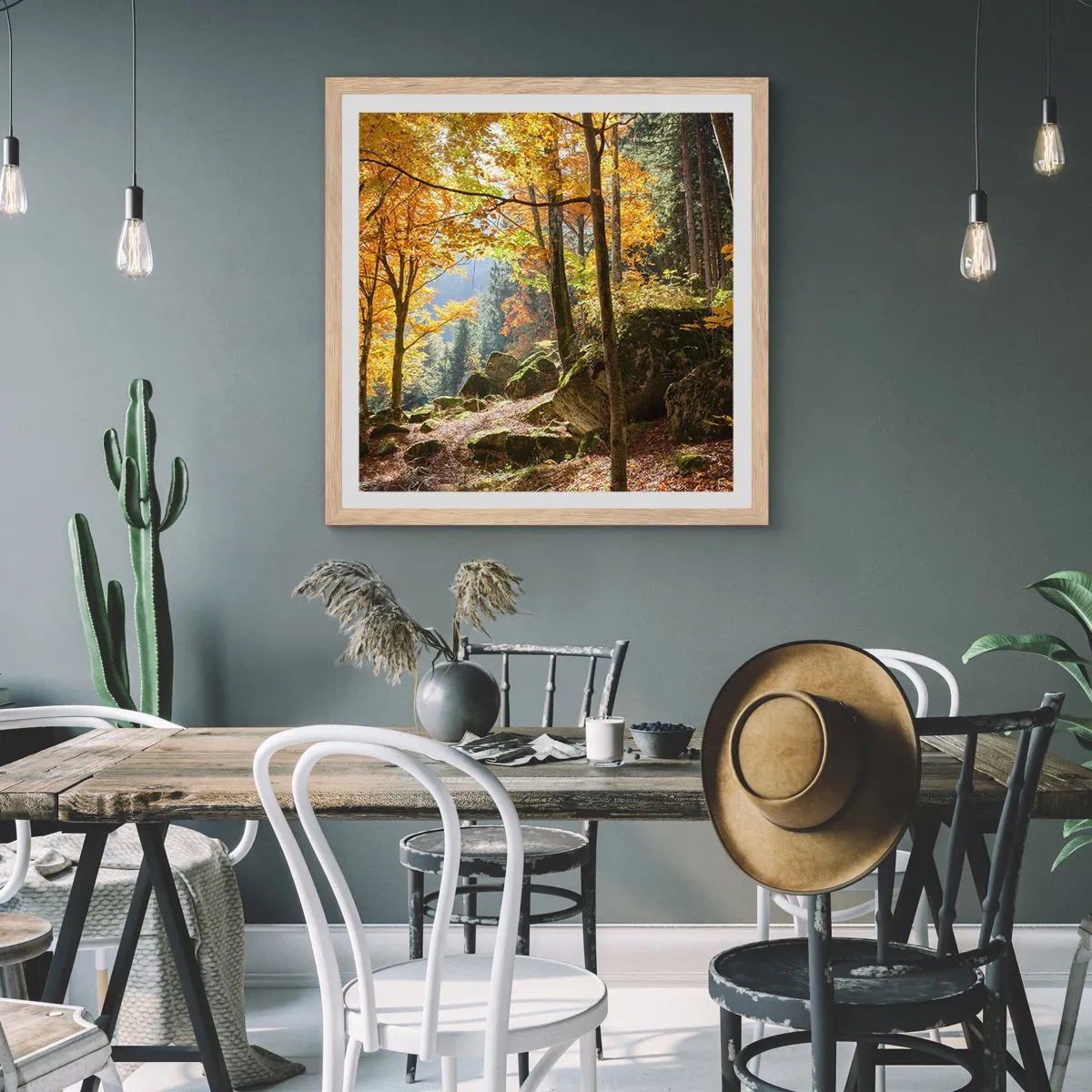 Poster in einem Rahmen aus heller Eiche - Zeit zum Entspannen - 60x60 cm