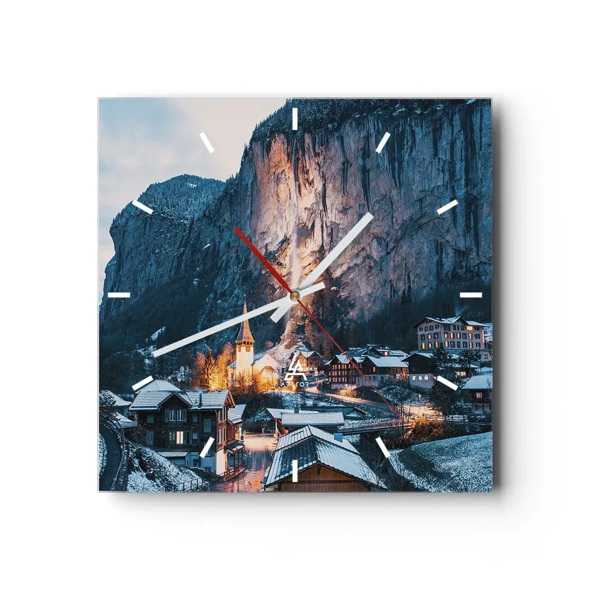 Wanduhr - Glasuhr - Der leuchtende Geist des Winters - 40x40 cm