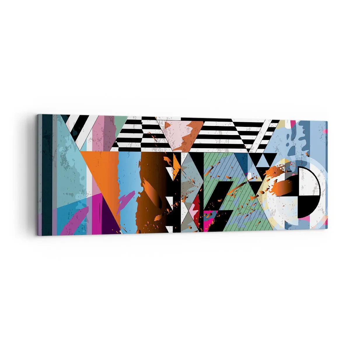 Bild auf Leinwand - Leinwandbild - Abstrakte geometrische Komposition mit lebendigen Farben - 140x50cm - Geometrisch und organisch - Moderne Wanddekoration für Wohnzimmer und Schlafzimmer ARTTOR