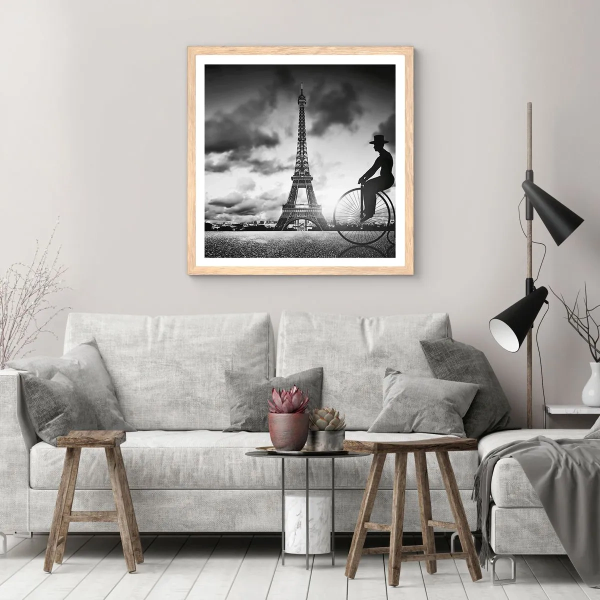 Poster in einem Rahmen aus heller Eiche - Sehnsucht nach Belle Epoque - 30x30 cm