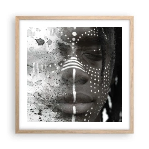 Poster in einem Rahmen aus heller Eiche - Entdecke den Urgeist - 50x50 cm