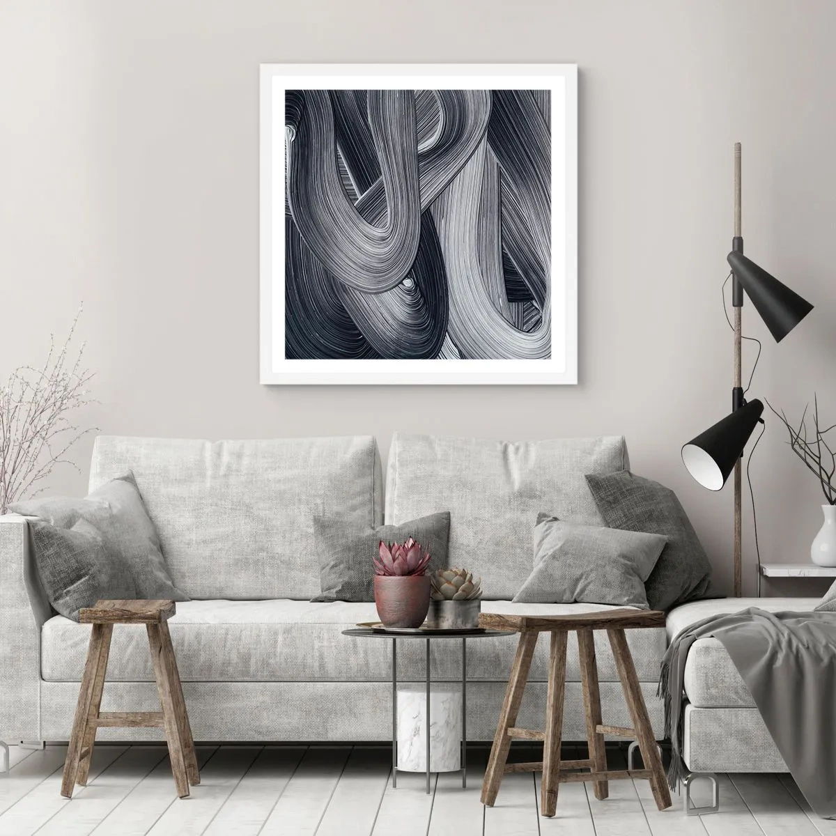Poster in einem weißen Rahmen - Die Fließfähigkeit der Realität - 30x30 cm