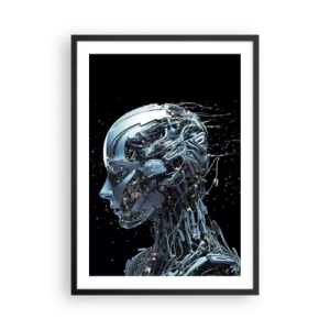 Poster in einem schwarzem Rahmen - Kybernetische Figur im futuristischen Stil - 50x70cm - Technologie ist eine Frau - Moderne Wanddekoration für Wohnzimmer und Schlafzimmer ARTTOR