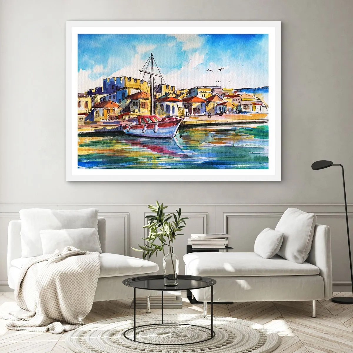 Poster in einem weißen Rahmen - Regenbogennachmittag - 50x40 cm