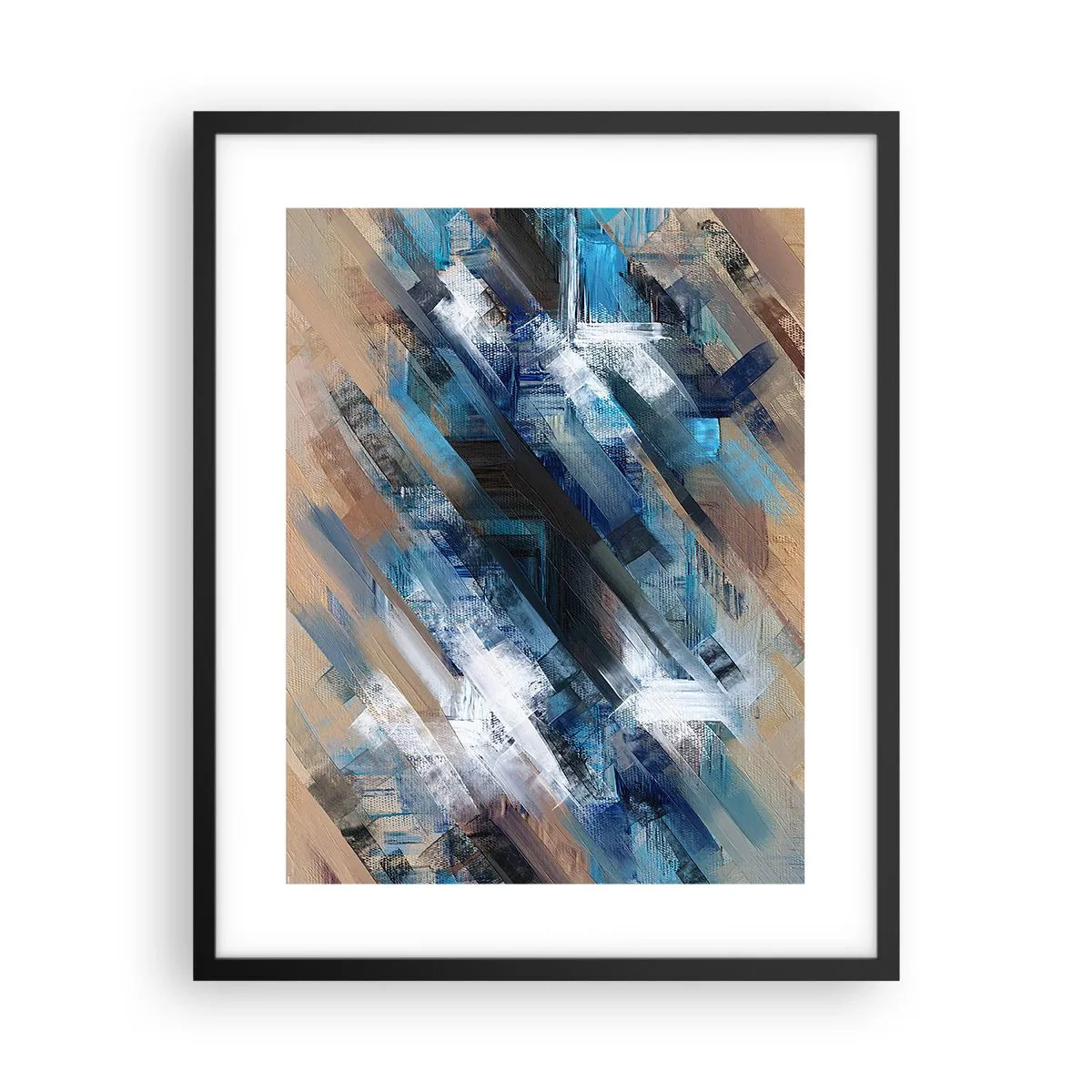Poster in einem schwarzem Rahmen - Auf einer blauen Diagonale - 40x50 cm