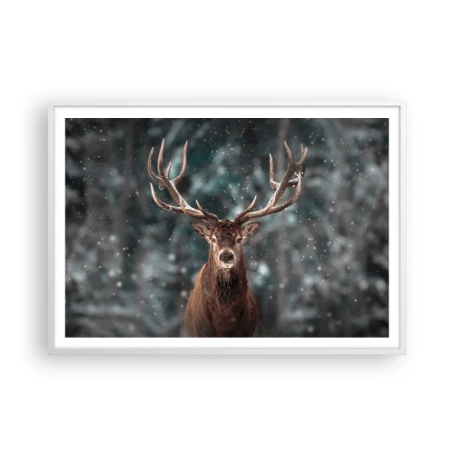 Poster in einem weißen Rahmen - Gekrönter König des Waldes - 100x70 cm
