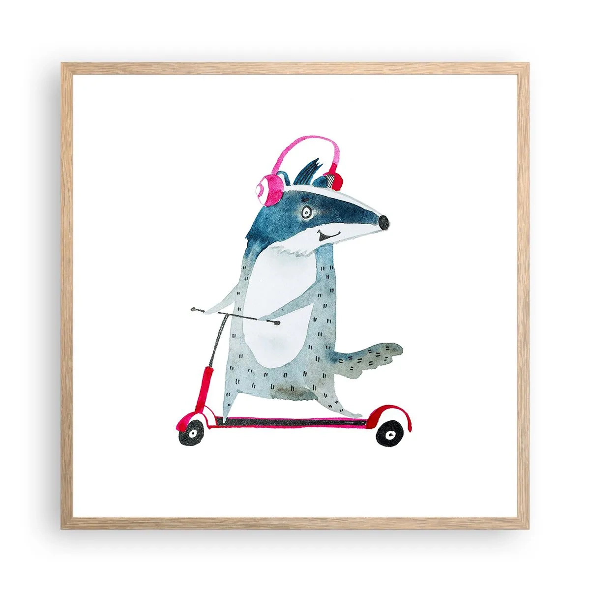 Poster in einem Rahmen aus heller Eiche - Dachsfreude - 60x60 cm