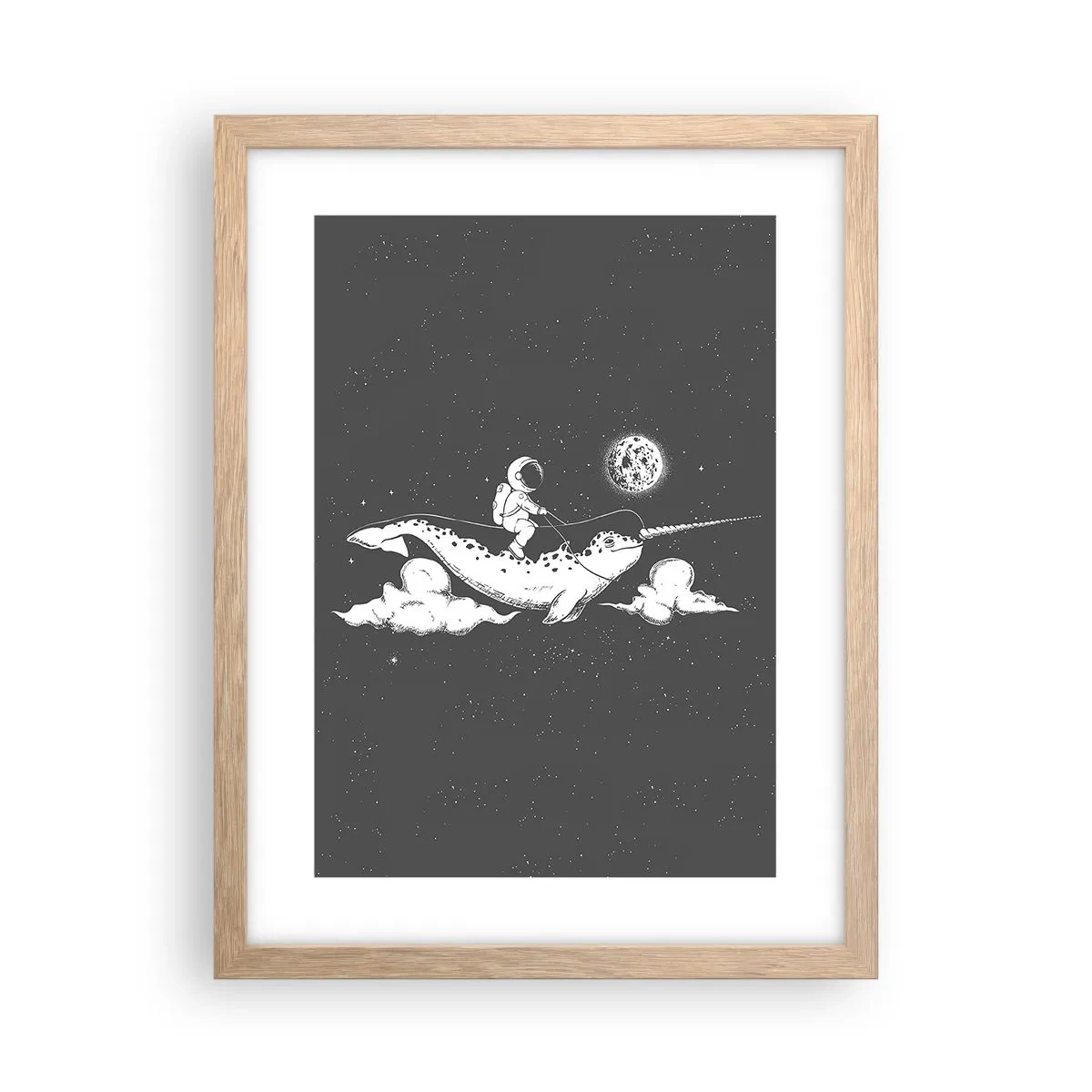 Poster in einem Rahmen aus heller Eiche - Weltraumreiter - 30x40 cm