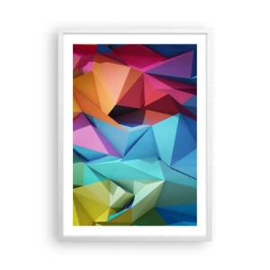Poster in einem weißen Rahmen - Regenbogen-Origami - 50x70 cm