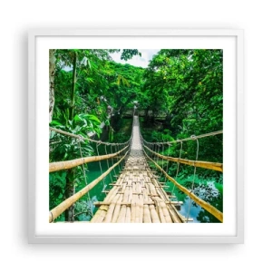 Poster in einem weißen Rahmen - Monkey Bridge über das Grün - 50x50 cm