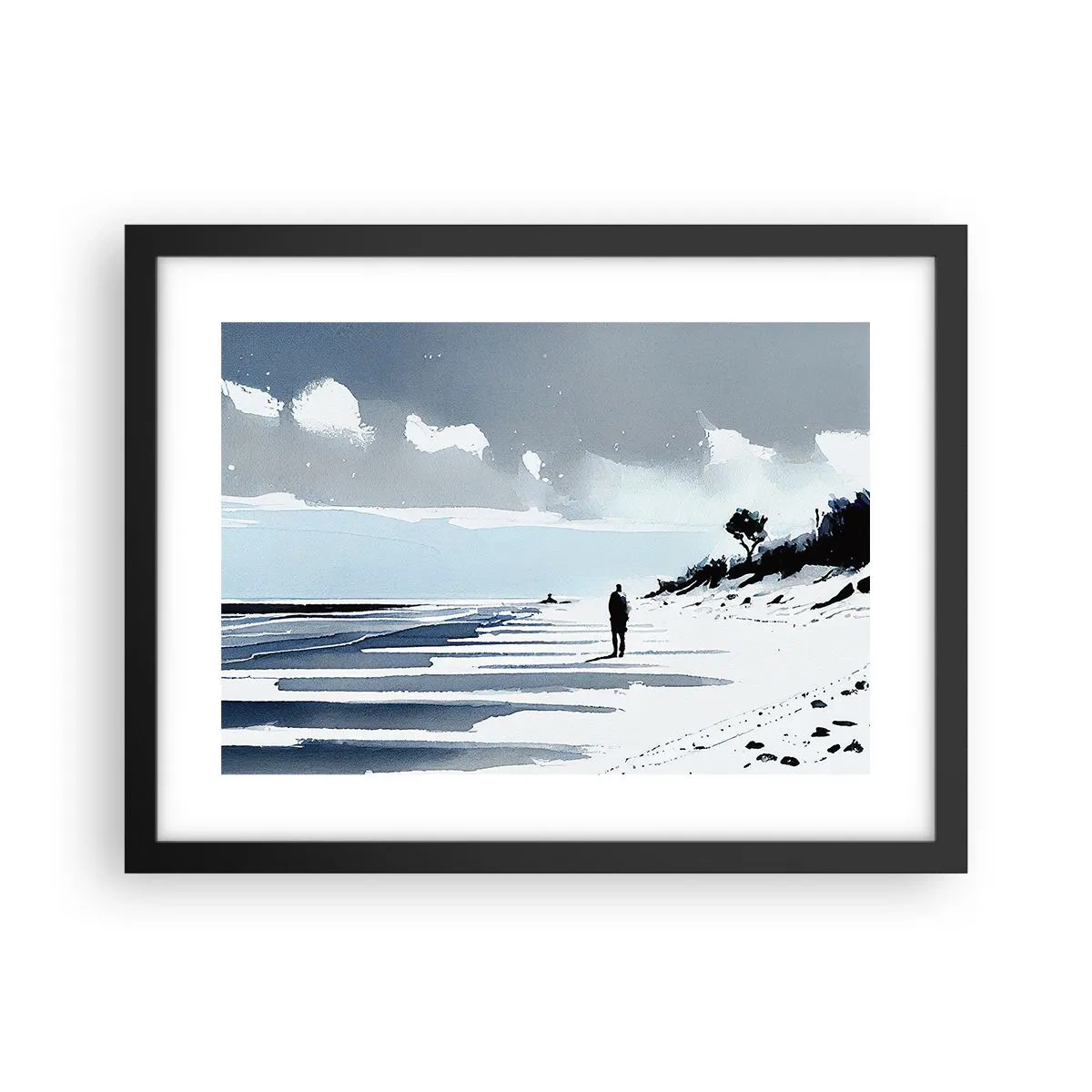 Poster in einem schwarzem Rahmen - Allein sein - 40x30 cm
