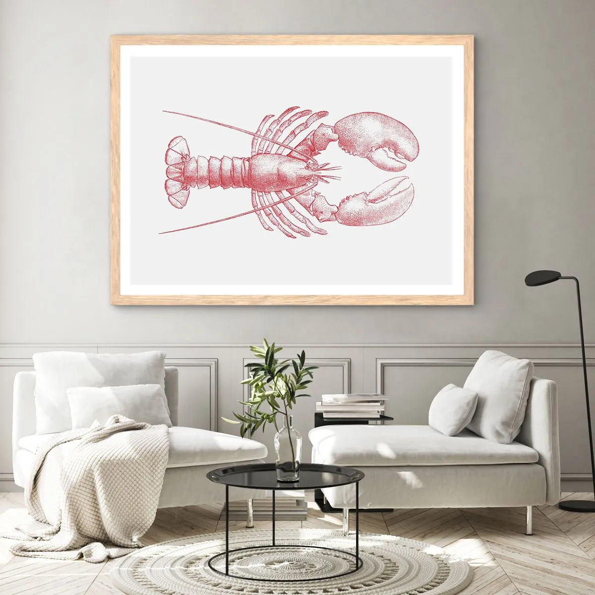 Poster in einem Rahmen aus heller Eiche - Hummer, der Homers würdig ist - 50x40 cm