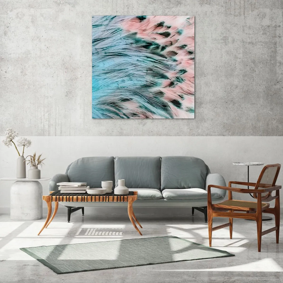 Glasbild - Bild auf glas - Saphirrosa Daunen - 70x70 cm