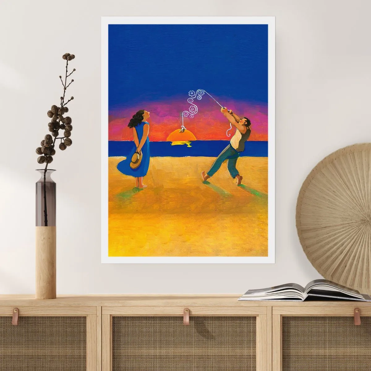 Poster - Figuren am Strand bei Sonnenuntergang - 50x70cm - Mehr als ein Sternchen vom Himmel - Moderne Wanddekoration für Wohnzimmer und Schlafzimmer ARTTOR