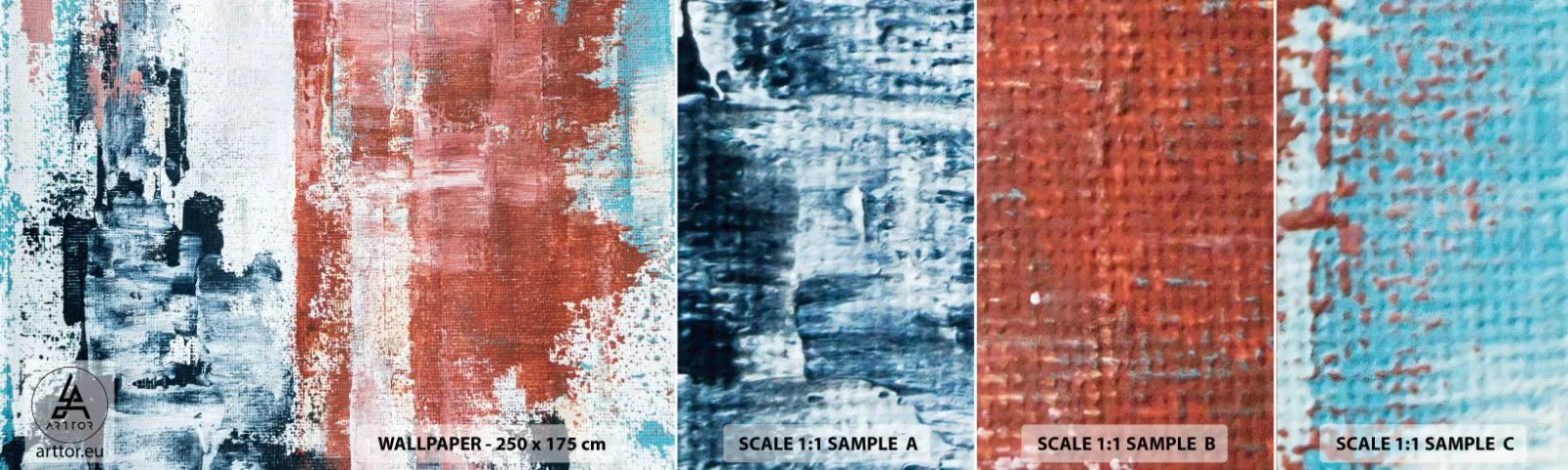 Fototapeten Muster Selbstklebend Deluxe Sticker - Fünfzig-Fünfzig abstrakt - Abstraktion, Stück, Malerei - 100x30 cm