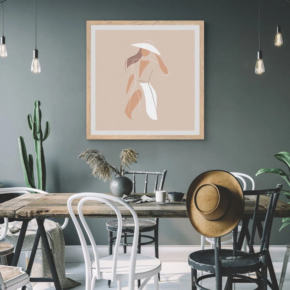 Poster in einem Rahmen aus heller Eiche - Mode macht Spaß - 50x50 cm