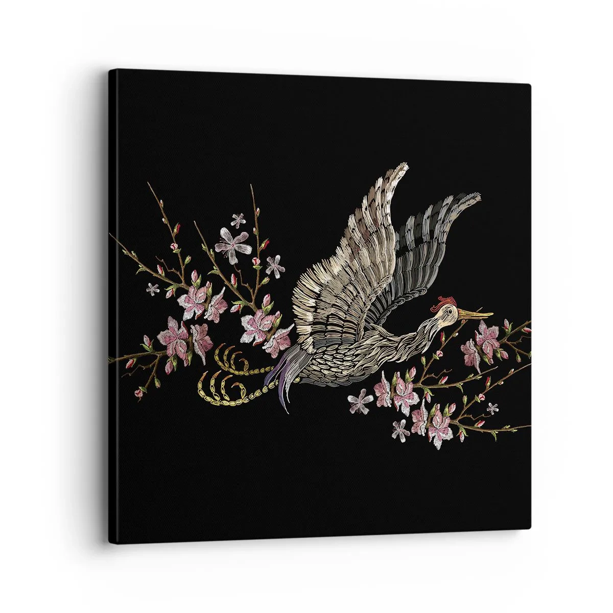 Bild auf Leinwand - Leinwandbild - Exotischer gestickter Vogel - 30x30 cm